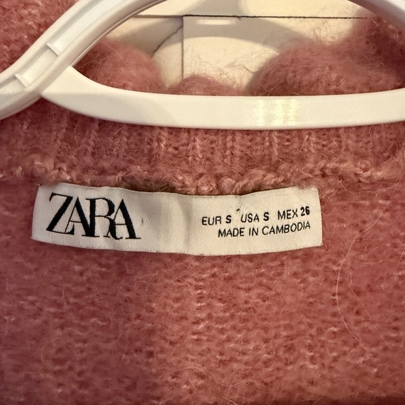 Zara Alpaca + Wool Blend Ruffle Trim Sweater Pink 45132 - Picture 5 of 10